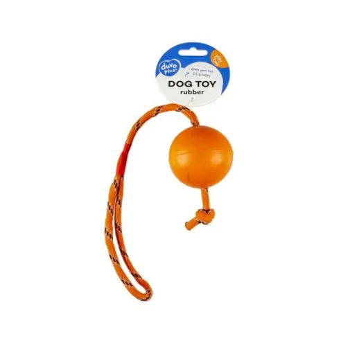 Hračka DUVO+ Míček gumový, s provazem, mix barev s průměrem 6 cm, délka 30 cm