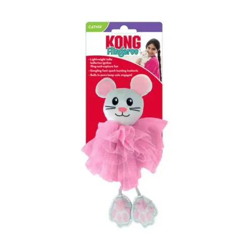 Hračka Kong Cat Flingaroo Tutu Myš, s rolničkami, modrorůžová, polyester