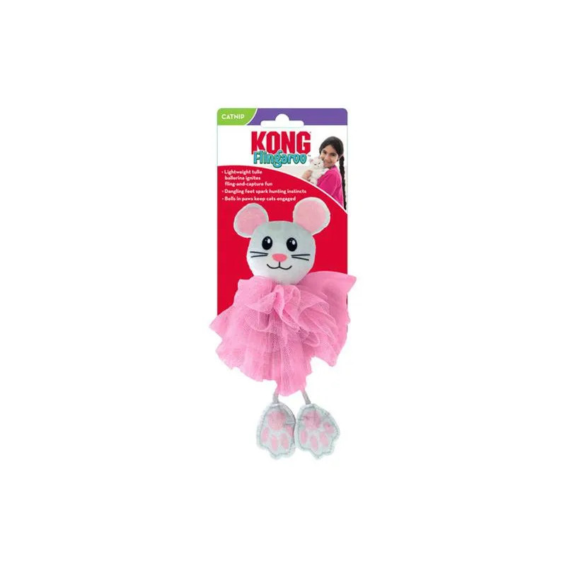 Hračka Kong Cat Flingaroo Tutu Myš, s rolničkami, modrorůžová, polyester