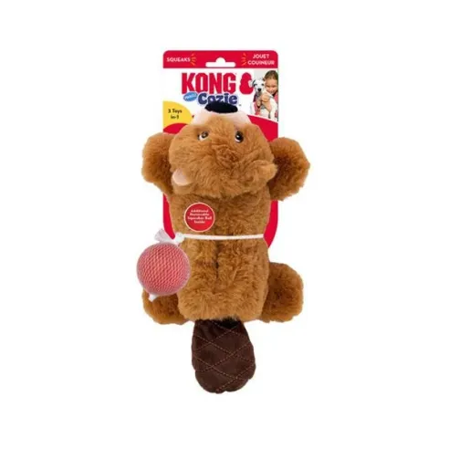 Hračka Kong Dog Cozie Pocketz Bobr s pískátkem, hnědá M