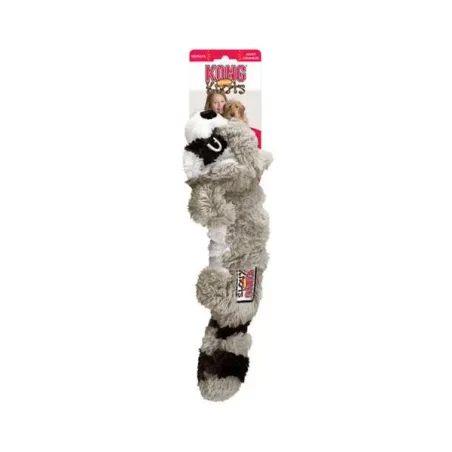Hračka Kong Dog Scrunch Knots Mýval s pískátkem, polyester, šedý, M/L
