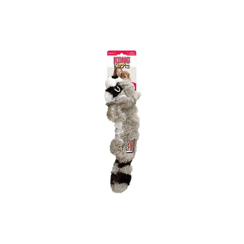 Hračka Kong Dog Scrunch Knots Mýval s pískátkem, polyester, šedý, M/L