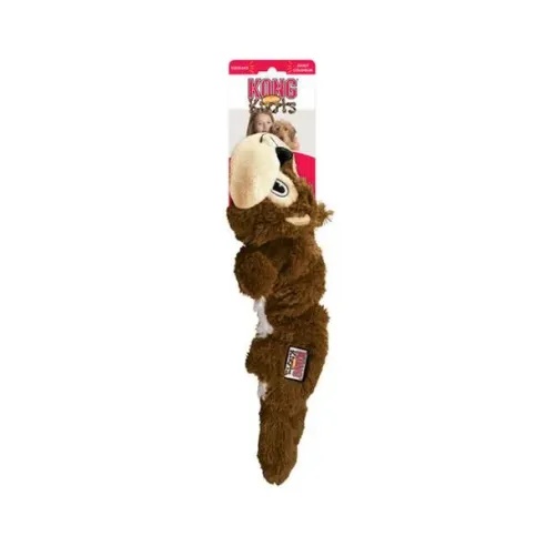 Hračka Kong Dog Scrunch Knots Veverka s pískátkem, polyester, hnědá, M/L