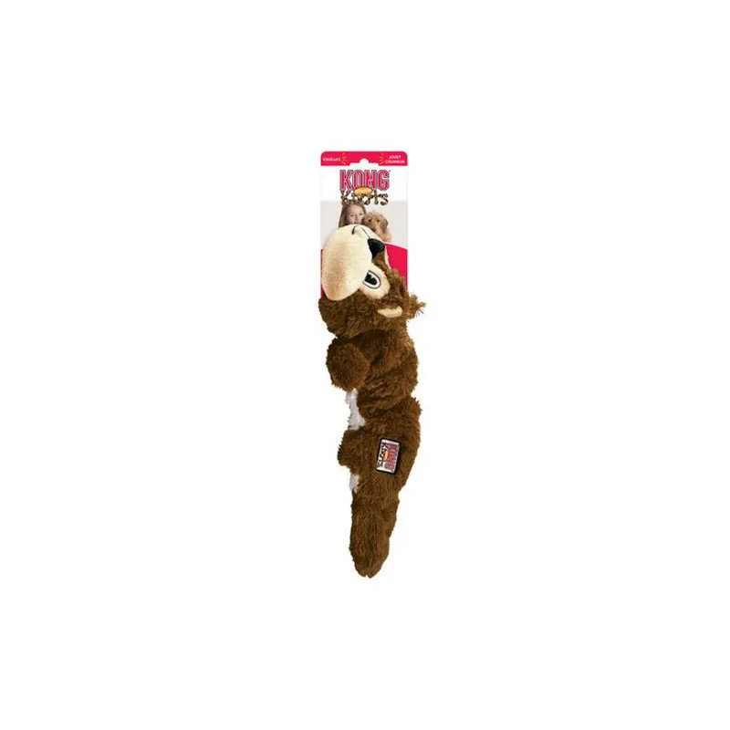Hračka Kong Dog Scrunch Knots Veverka s pískátkem, polyester, hnědá, M/L