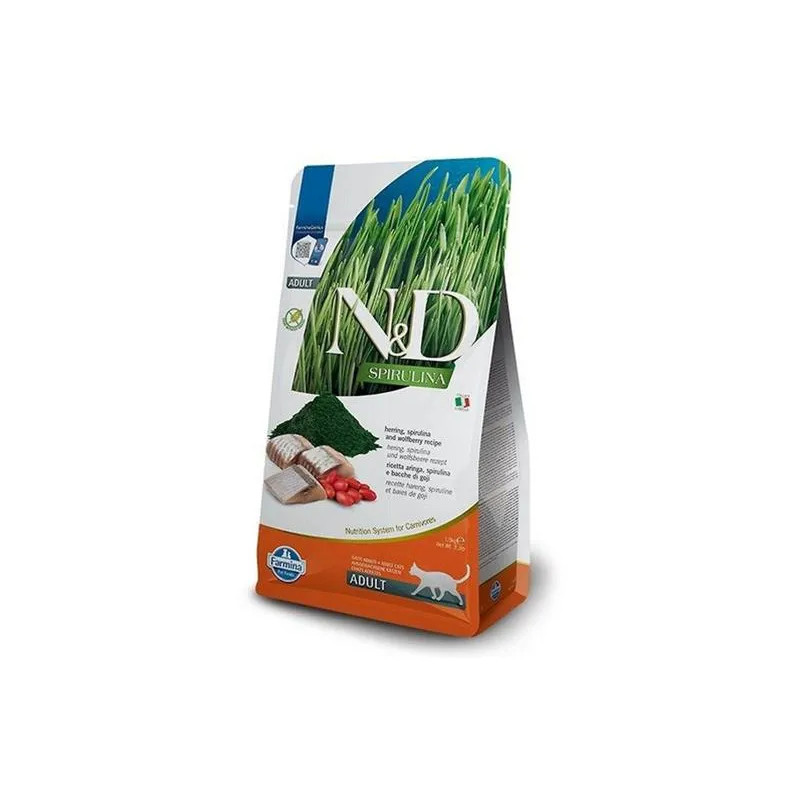 Farmina N&D cat SPIRULINA (GF) dospělý, sleď 1,5 kg