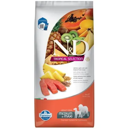 Farmina N&D dog TROPICAL SELECTION (AG) adult medium & maxi, losos 10 kg