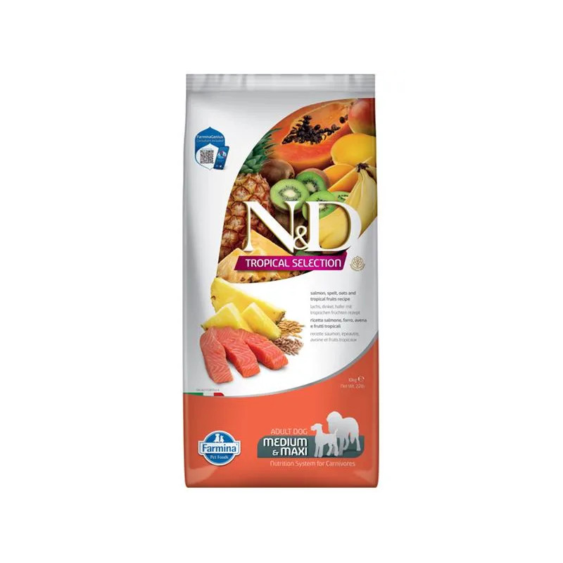Farmina N&D dog TROPICAL SELECTION (AG) adult medium & maxi, losos 10 kg