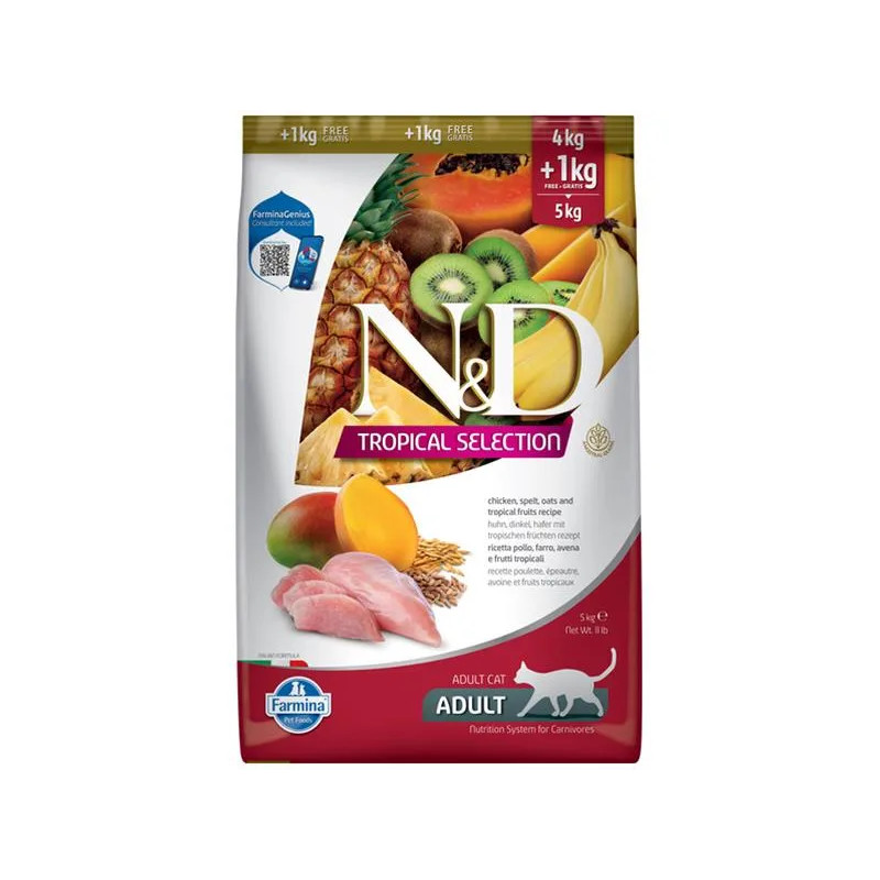 Farmina N&D cat TROPICAL SELECTION (AG) dospělá, kuřecí 4 + 1 kg