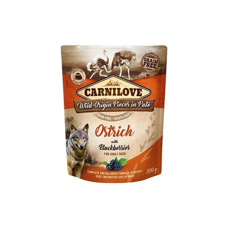 Carnilove dog Kapsička Paté Pštros s Ostružinami 12 x 300 g