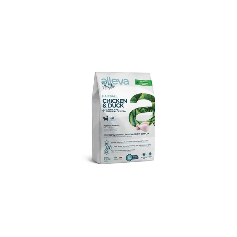 Alleva HOLISTIC kočičí koule chlupů kuře & kachna & vláknina z cukrové třtiny & aloe vera 5 kg