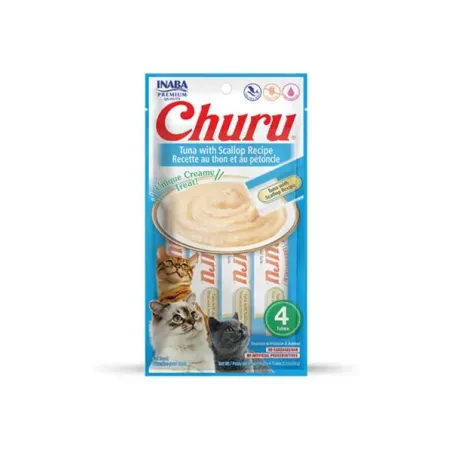 Pamlsek Inaba Churu Pyré cat Tuňák s hřebenatkou 4 tuby 56 g