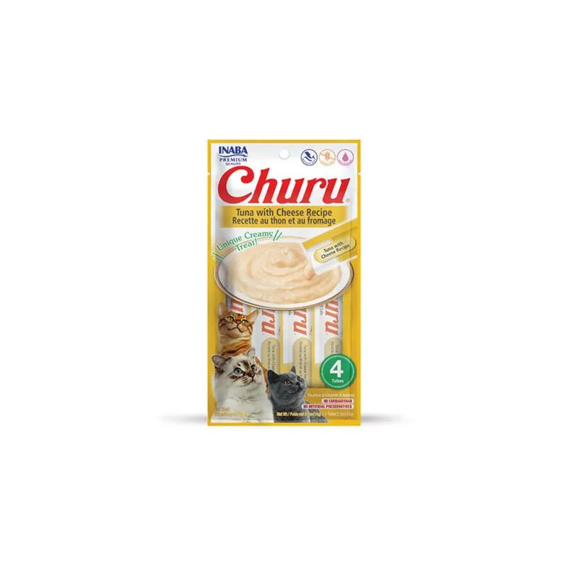 Pamlsek Inaba Churu Pyré cat Tuňák se sýrem 4 tuby 56 g
