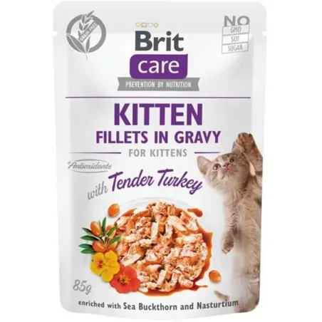 Brit Care kočka kapsička Kitten Fillets in Gravy with Tender Turkey 24 x 85 g