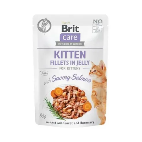 Brit Care kočka kapsička Kitten Fillets in Jelly with Savory Salmon 24 x 85 g