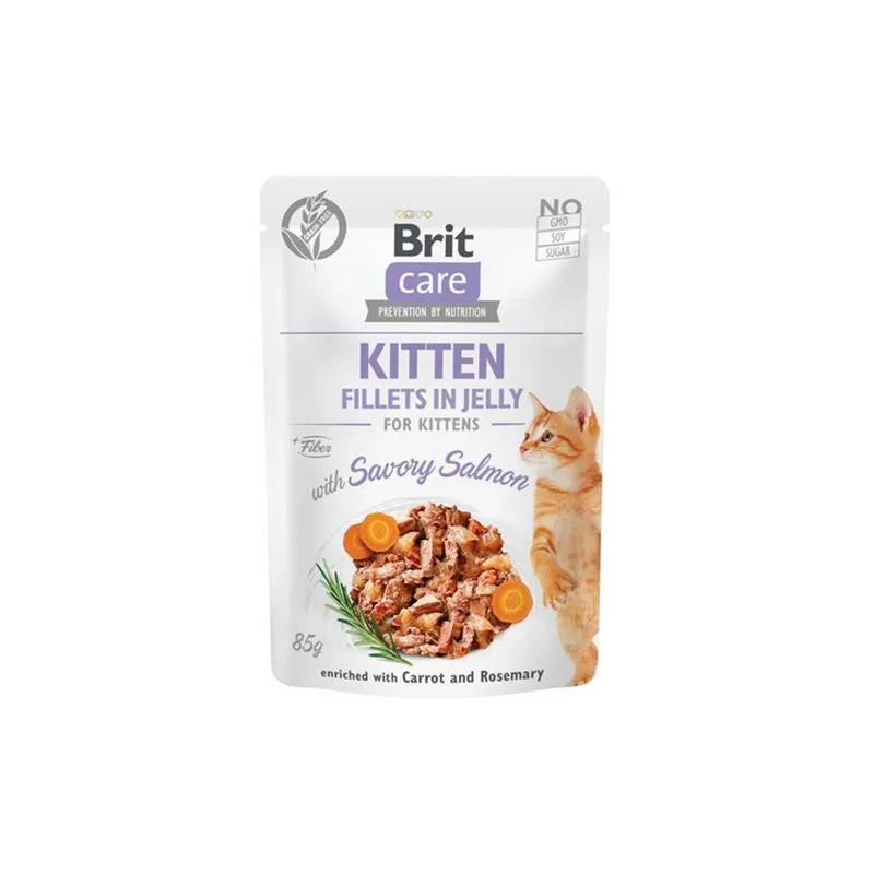 Brit Care kočka kapsička Kitten Fillets in Jelly with Savory Salmon 24 x 85 g
