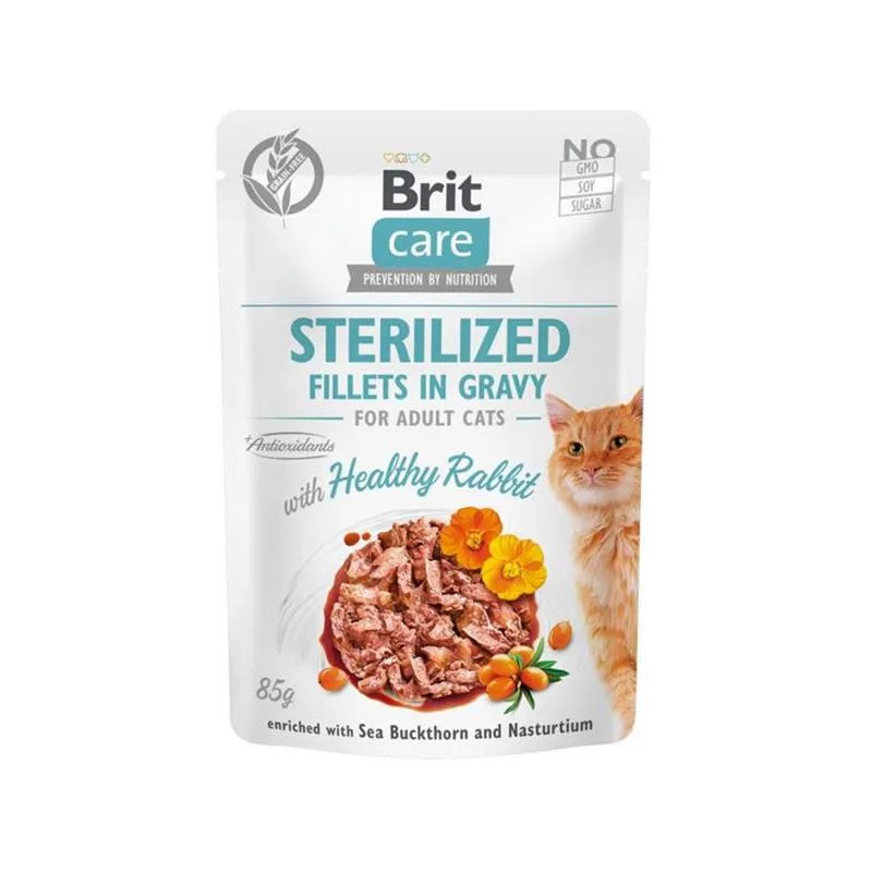 Brit Care cat kapsička Sterilized Fillets in Gravy s králičím masem 24 x 85 g