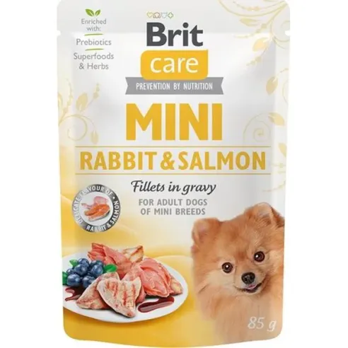Brit Care dog kapsička MINI Filéty z králíka a lososa v omáčce 24 x 85 g