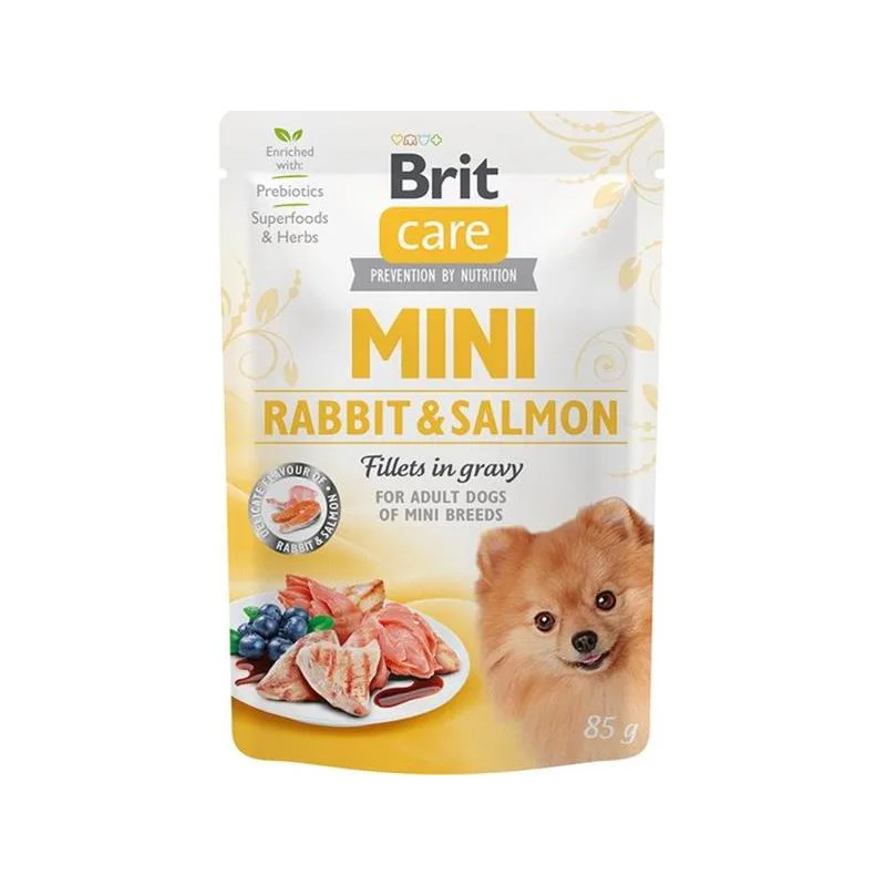 Brit Care dog kapsička MINI Filéty z králíka a lososa v omáčce 24 x 85 g