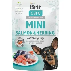 Brit Care dog kapsička MINI Sterilised Salmon&Herring fillets in gravy 24 x 85 g