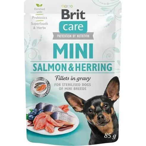 Brit Care dog kapsička MINI Sterilised Salmon&Herring fillets in gravy 24 x 85 g