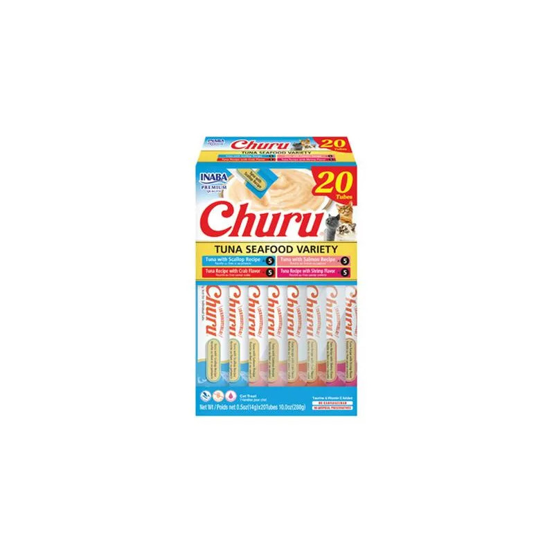 Pamlsek Inaba Churu cat Tuňák s mořskými plody 4 příchutě 20 tub 280 g