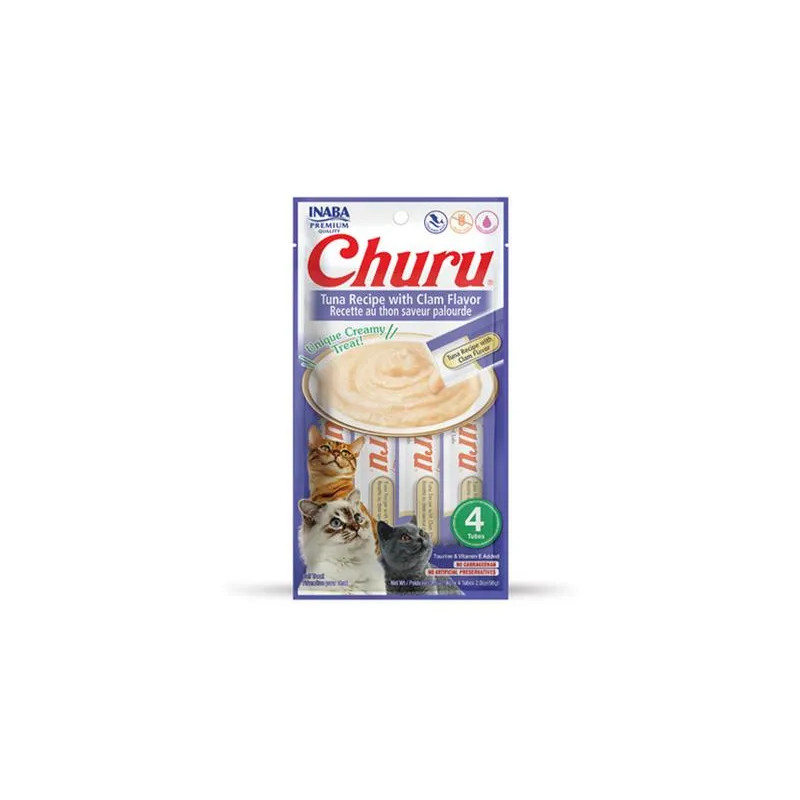 Pamlsek Inaba Churu Pyré cat Tuňák s mušlemi 4 tuby 56 g