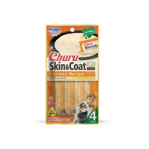 Pamlsek Inaba Churu Skin & Coat cat Kuře 4 tuby 56 g