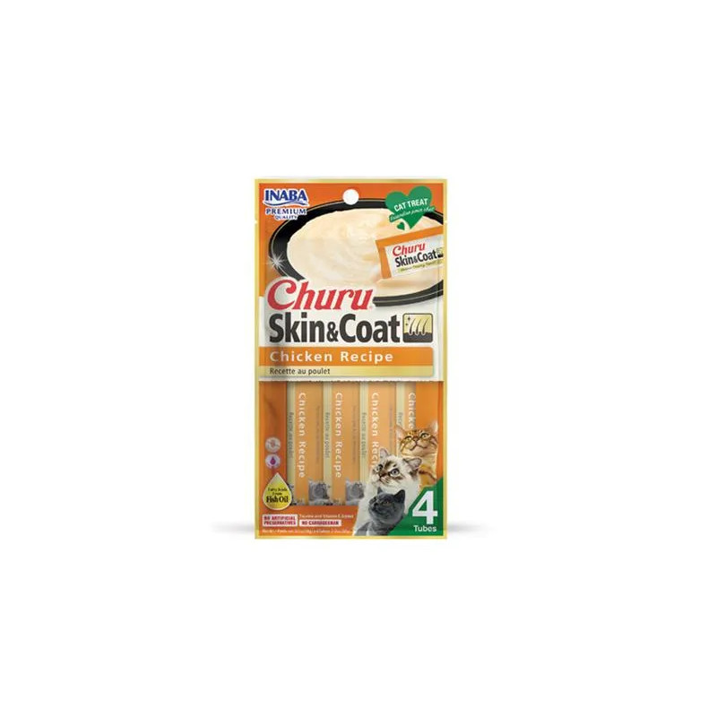 Pamlsek Inaba Churu Skin & Coat cat Kuře 4 tuby 56 g