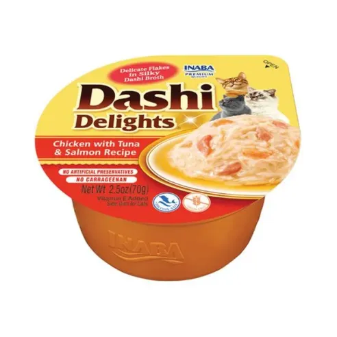 Inaba Dashi Delights pro kočky Kura s tuňákem a lososem 6 x 70 g vanička