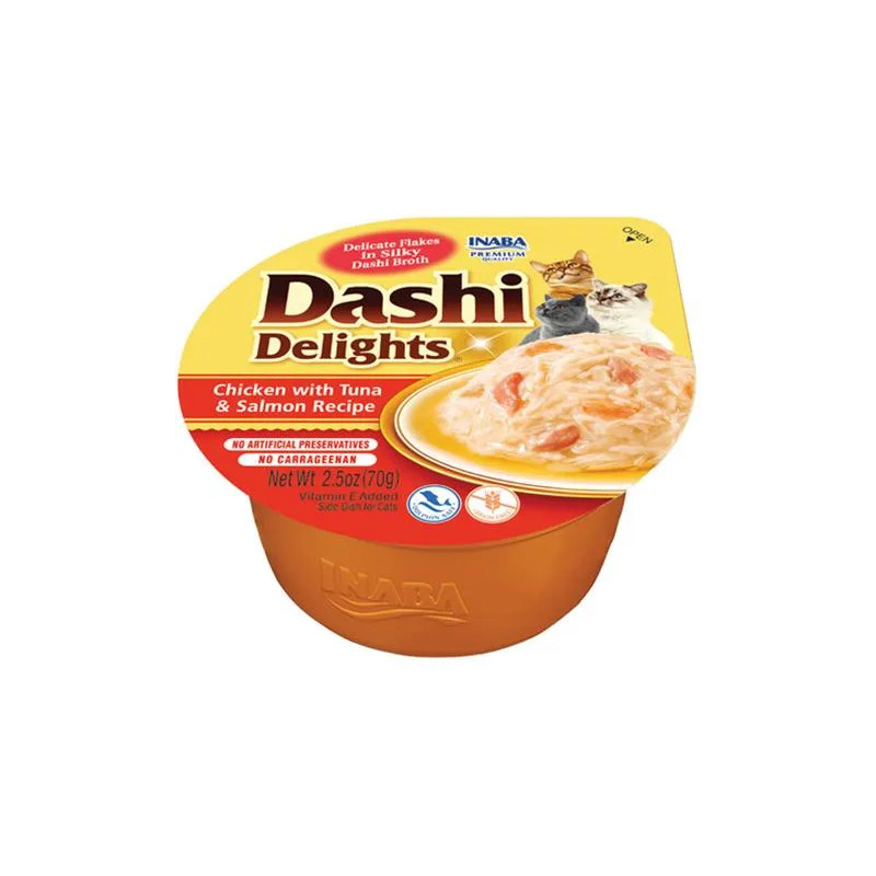 Inaba Dashi Delights pro kočky Kura s tuňákem a lososem 6 x 70 g vanička
