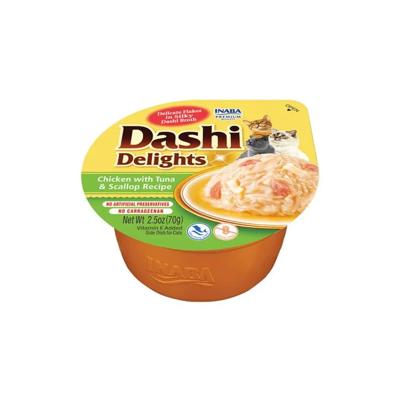 Inaba Dashi Delights kočka Kura s tuňákem a hřebenatkou 6 x 70 g vanička