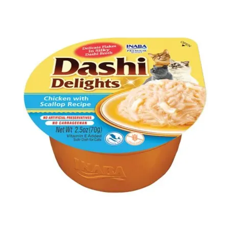 Inaba Dashi Delights kočka Kura s hřebenatkou 6 x 70 g vanička