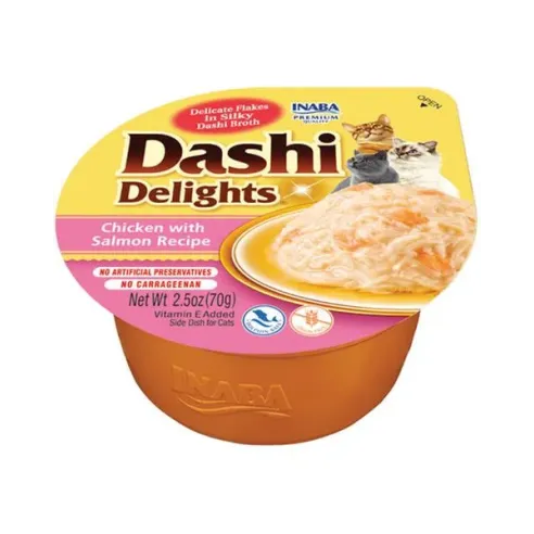 Inaba Dashi Delights kočka Kura s lososem 6 x 70 g vanička