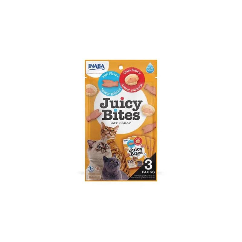 Pamlsek Inaba Juicy Bites cat Ryba & Mušle 3 x 11,30 g