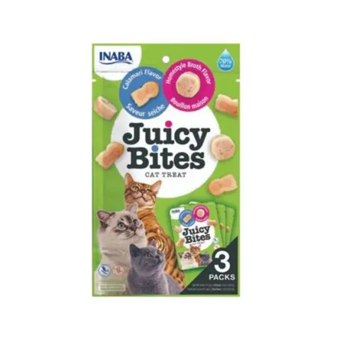 Pamlsek Inaba Juicy Bites cat Vývar & Kalamáry 3 x 11,30 g