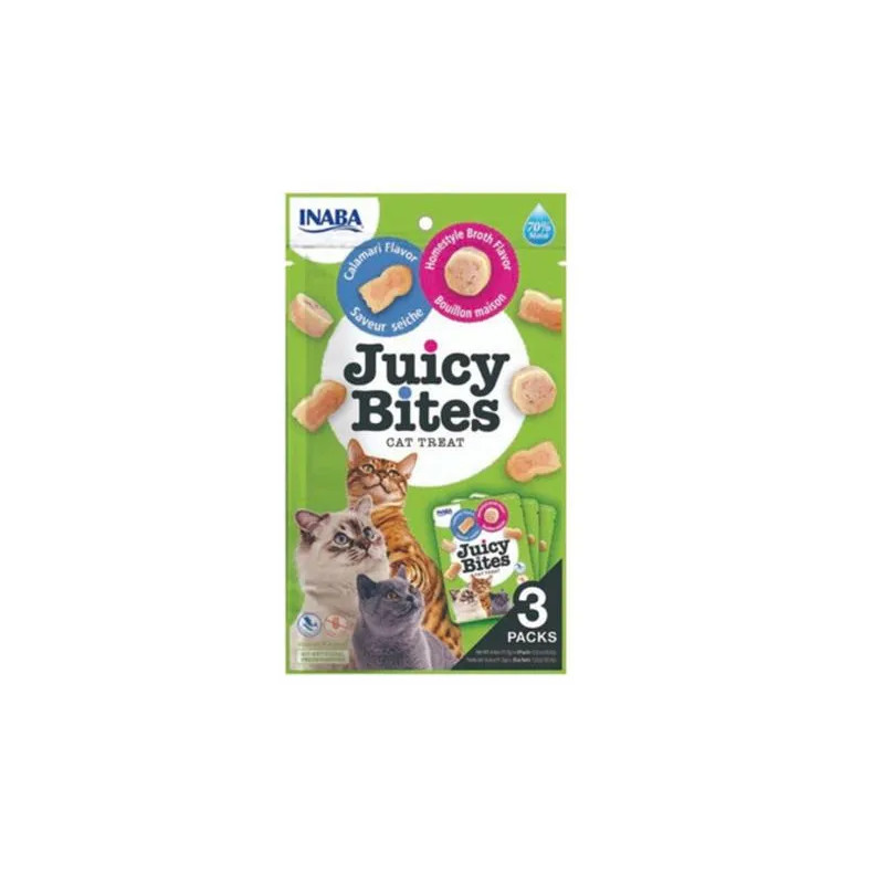 Pamlsek Inaba Juicy Bites cat Vývar & Kalamáry 3 x 11,30 g