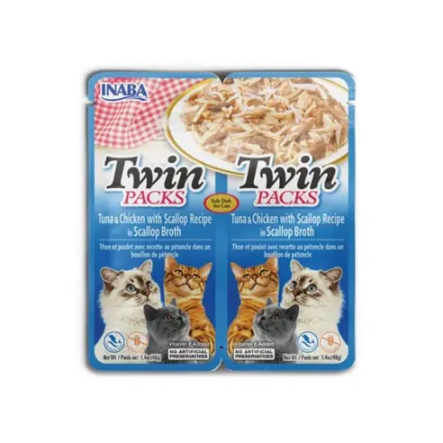 Inaba Twin Packs Cat Kapsička Tuňák & Kuře s hřebenatkou 12 x 80 g