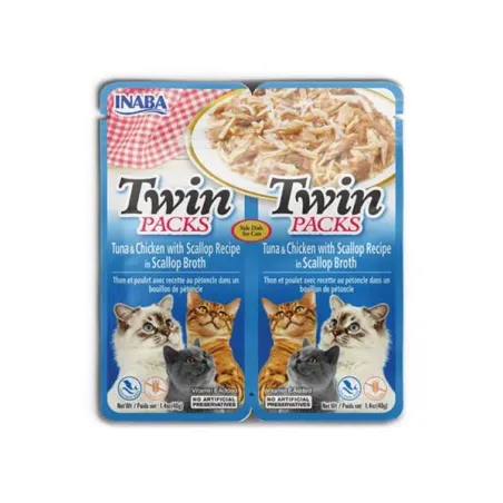 Inaba Twin Packs Cat Kapsička Tuňák & Kuře s hřebenatkou 12 x 80 g