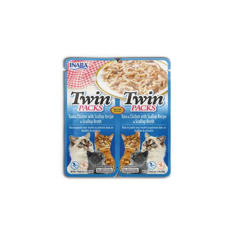 Inaba Twin Packs Cat Kapsička Tuňák & Kuře s hřebenatkou 12 x 80 g