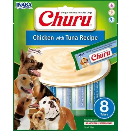 Pamlsek Inaba Churu Pyré dog Kuře s tuňákem 8 tub 160 g