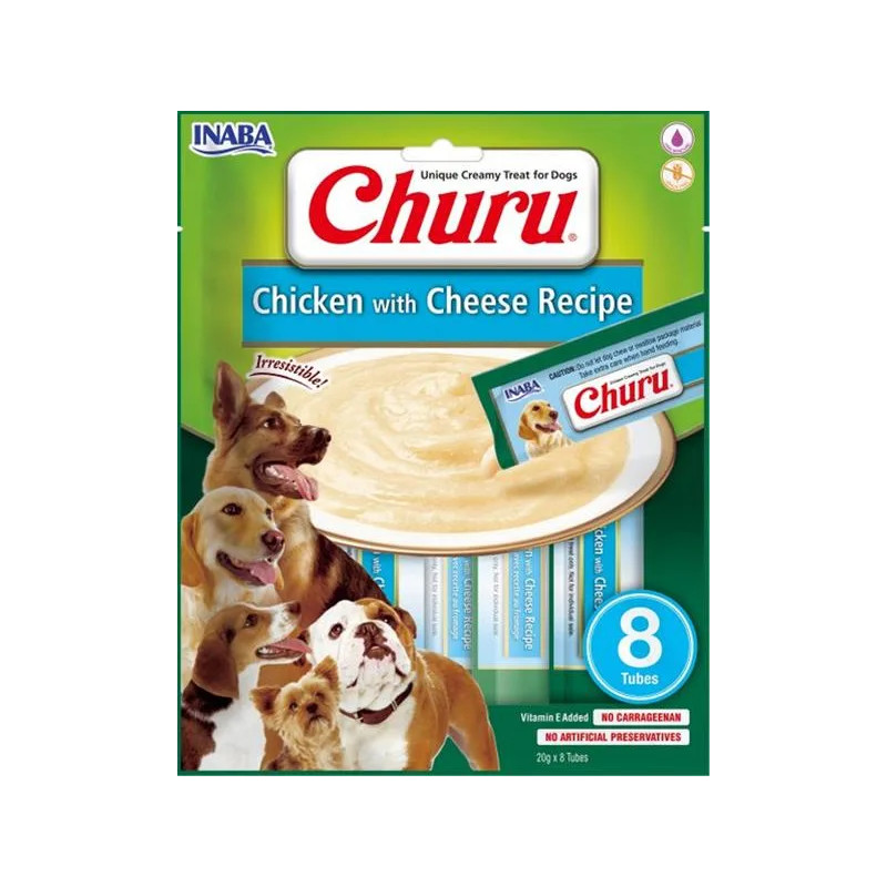 Pamlsek Inaba Churu Pyré dog Kura se sýrem 8 tub 160 g