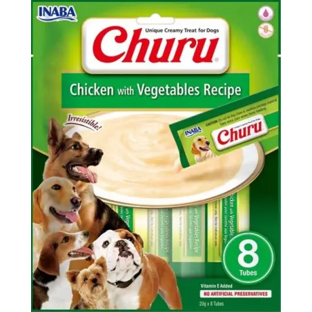 Pamlsek Inaba Churu Pyré dog Kuře se zeleninou 8 tub 160 g