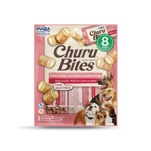 Pamlsek Inaba Churu Bites dog Kuře s lososem 8 tub 96 g
