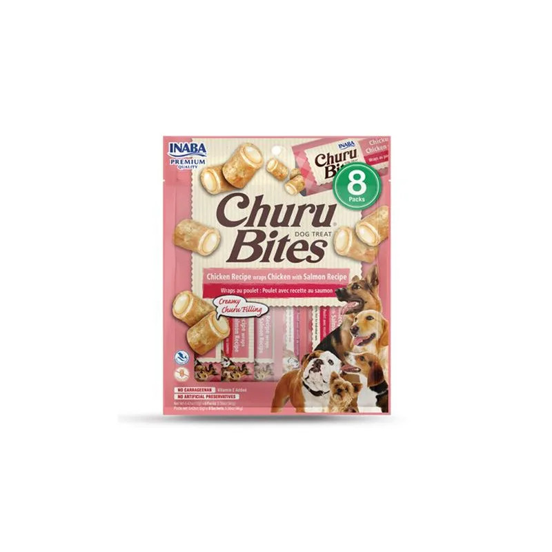 Pamlsek Inaba Churu Bites dog Kuře s lososem 8 tub 96 g