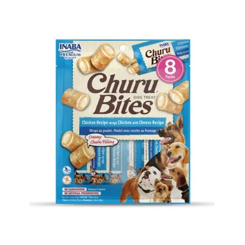 Pamlsek Inaba Churu Bites dog Kuře se sýrem 8 tub 96 g