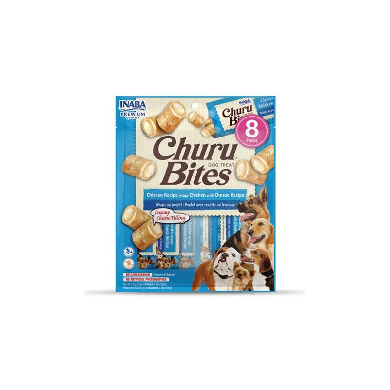 Pamlsek Inaba Churu Bites dog Kuře se sýrem 8 tub 96 g