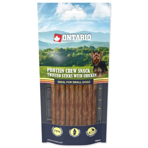 Pochoutka Ontario Protein kuře, žvýkací kroucená tyčinka 10ks 12,7cm, Malá