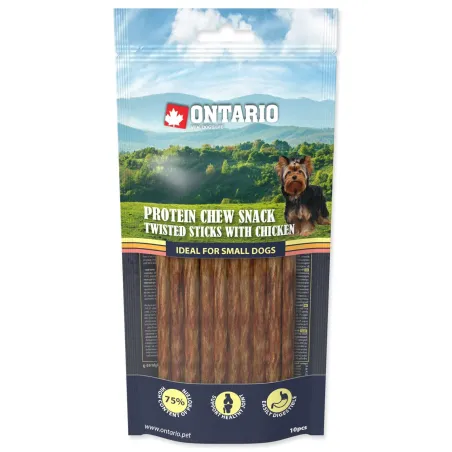 Pochoutka Ontario Protein kuře, žvýkací kroucená tyčinka 10ks 12,7cm, Malá