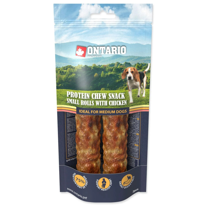 Pochoutka Ontario Protein kuře, žvýkací rolka malá 2ks 12,7cm, Medium