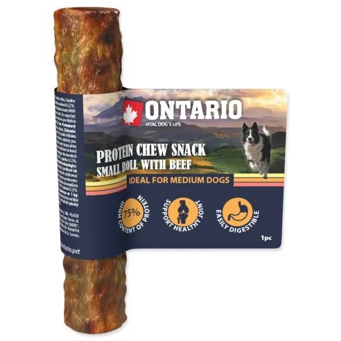 Pochoutka Ontario Protein hovězí, žvýkací rolka malá 12,7 cm, Medium